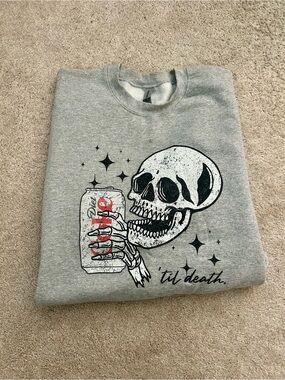 Diet Coke ‘til Death Women’s Skull Graphic Crewneck Sweatshirt